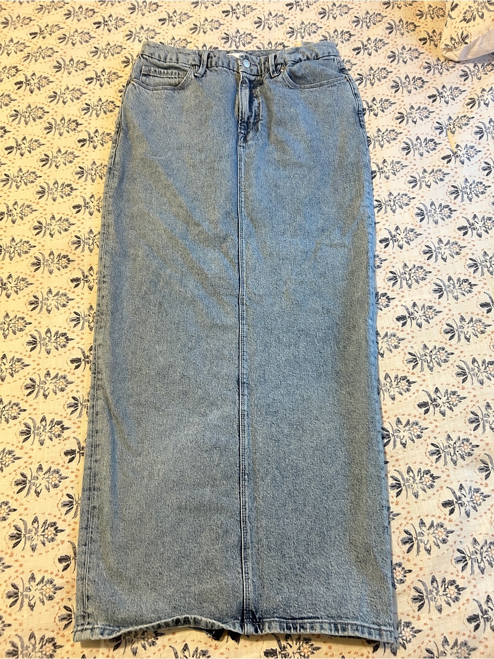 Good American Light Blue Denim Maxi Skirt